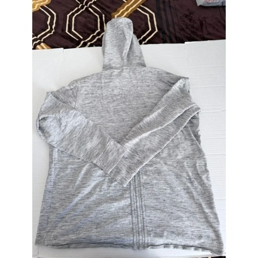 Adidas Mens 2XL Grey Space Dye Heathered Pullover Hoodie Kangaroo Pocket Logo